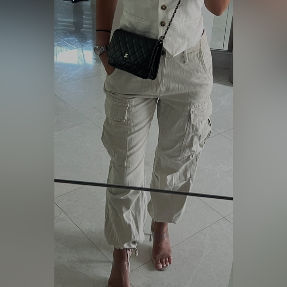 Zara Stylish Cream Cargo Pants